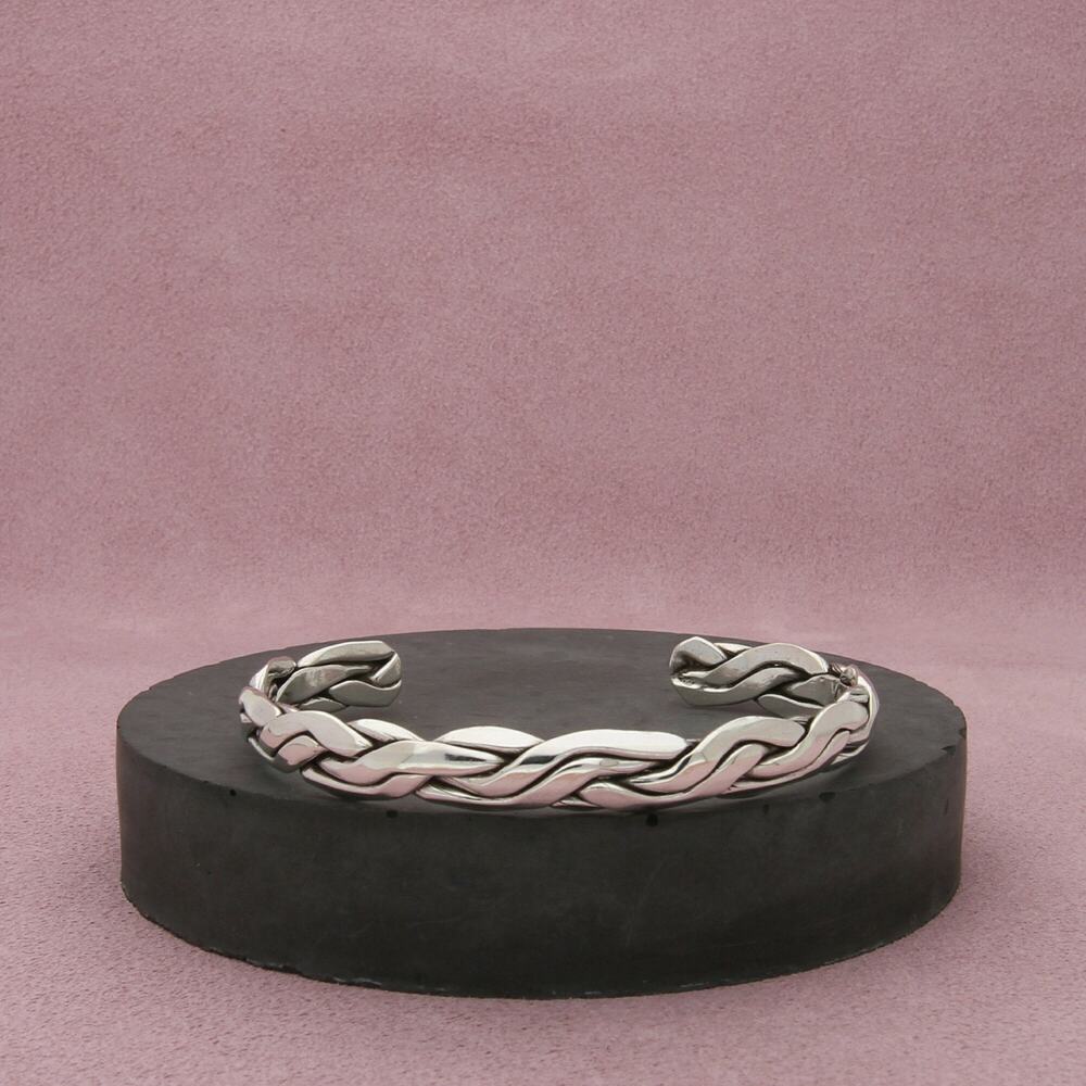 mexico sterling silver vintage twisted cuff bracelet size 6.75in